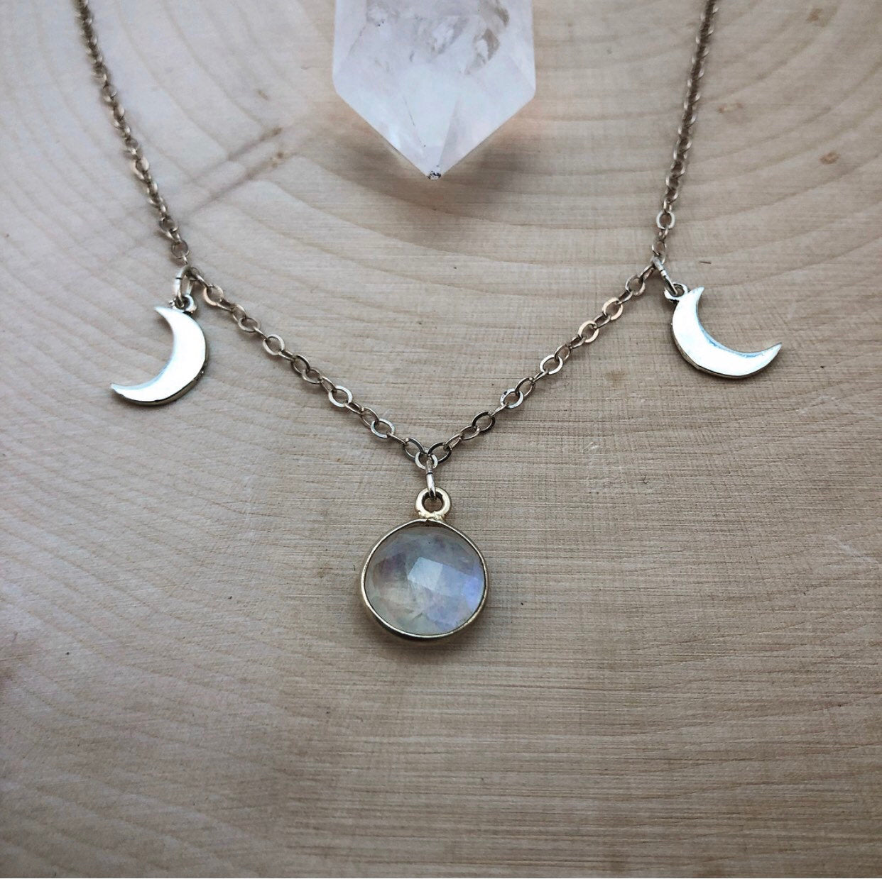 Triple Moon Necklace w/pentacle Wiccan · Tin Tiara